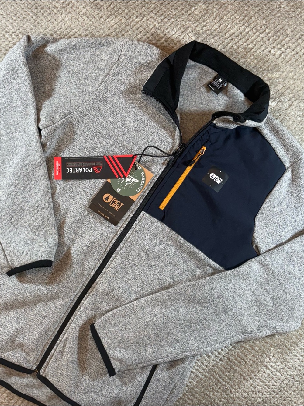 NWT Picture Organic Men’s M Fleece Outdoor Hiking Ski Winter Hybrid Zip Jacket